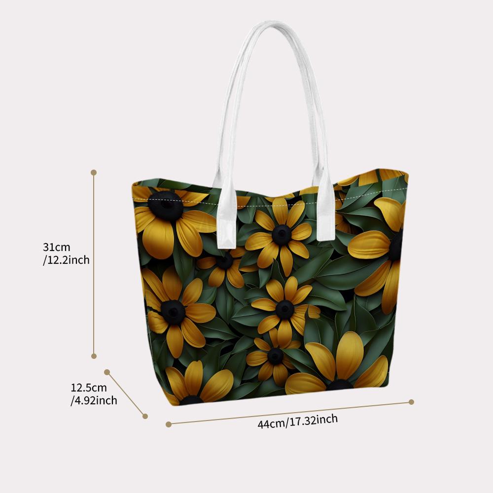 Fashion Sunflower Print Tote Bag Daily Outdoor Casual Large Capacity Portable Ladies Shoulder Handbag