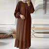 Women's Robe Spring Autumn Dress Fashion Long Sleeve Retro Long Dress Solid Color Ruffle Hem Dress