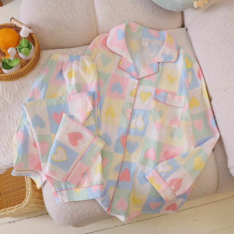 2025 Frühling/Herbst Niedliches Wolken-Baumwoll-Pyjama-Set für Mädchen - Langarm & Hose, Tragbar im Freien