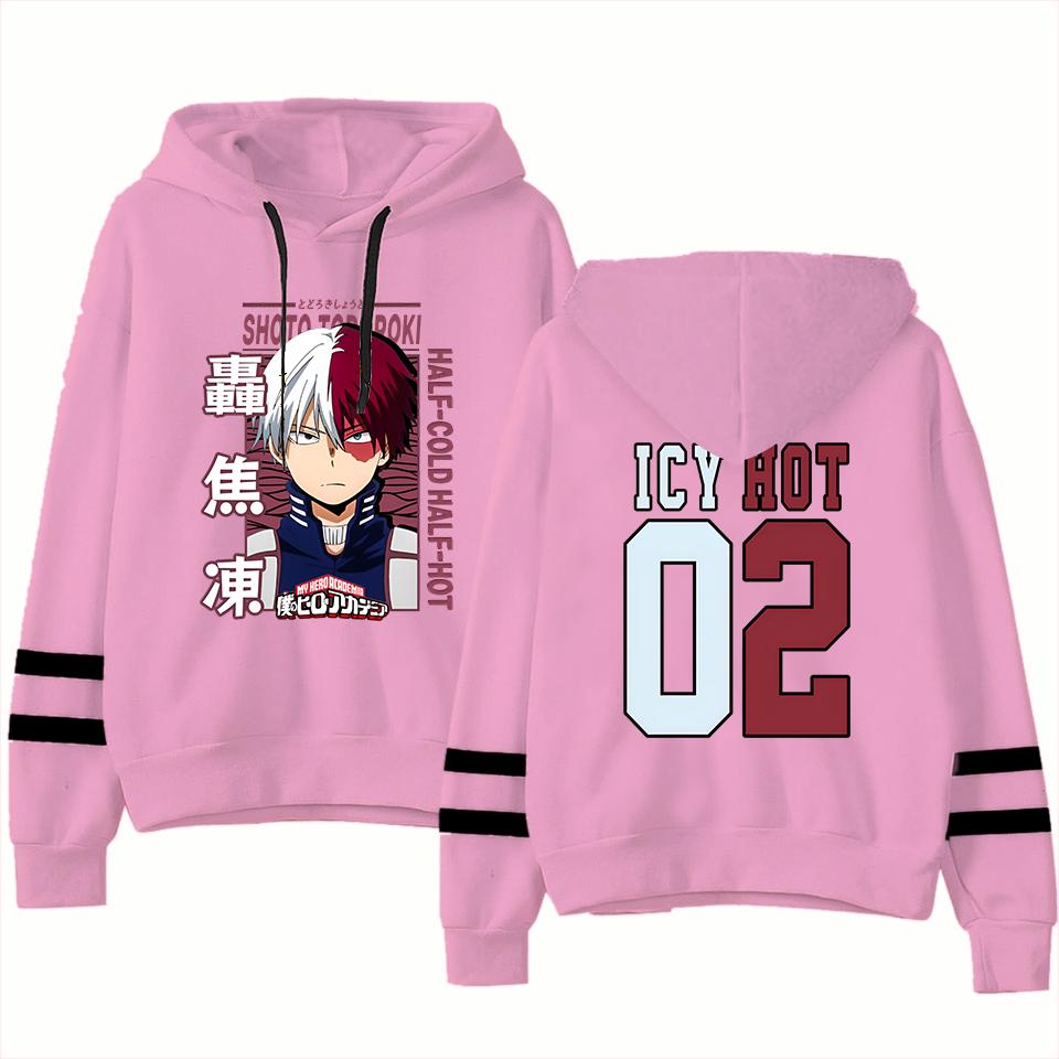 New Anime Todoroki Shoto Print Hoodie Women Men Casual Tops Autumn And Winter Sweatshirts Stripe Long Sleeve Harajuku Pullover