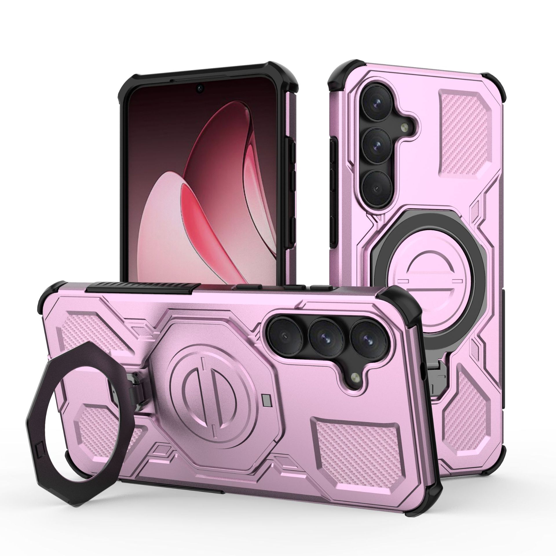 

Samsung Galaxy S25 FE Magnetic Ring Case 360° Rotatable [Military-Grade Drop Protection] + Metal Plate for MagSafe Phone Case фіолетовий