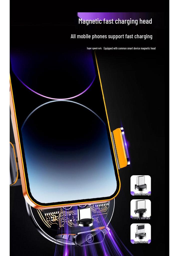 Q18C Punk Style 15W Wireless Car Charger & Phone Holder with Infrared Sensor and Automatic Magnetic Clamping