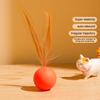 Cat Bouncy Ball Toy Silicone Ball Cat Chew Toy with Feathers Interactive Quiet Rolling Ball for Indoor Cats Biting Chewing Chasing