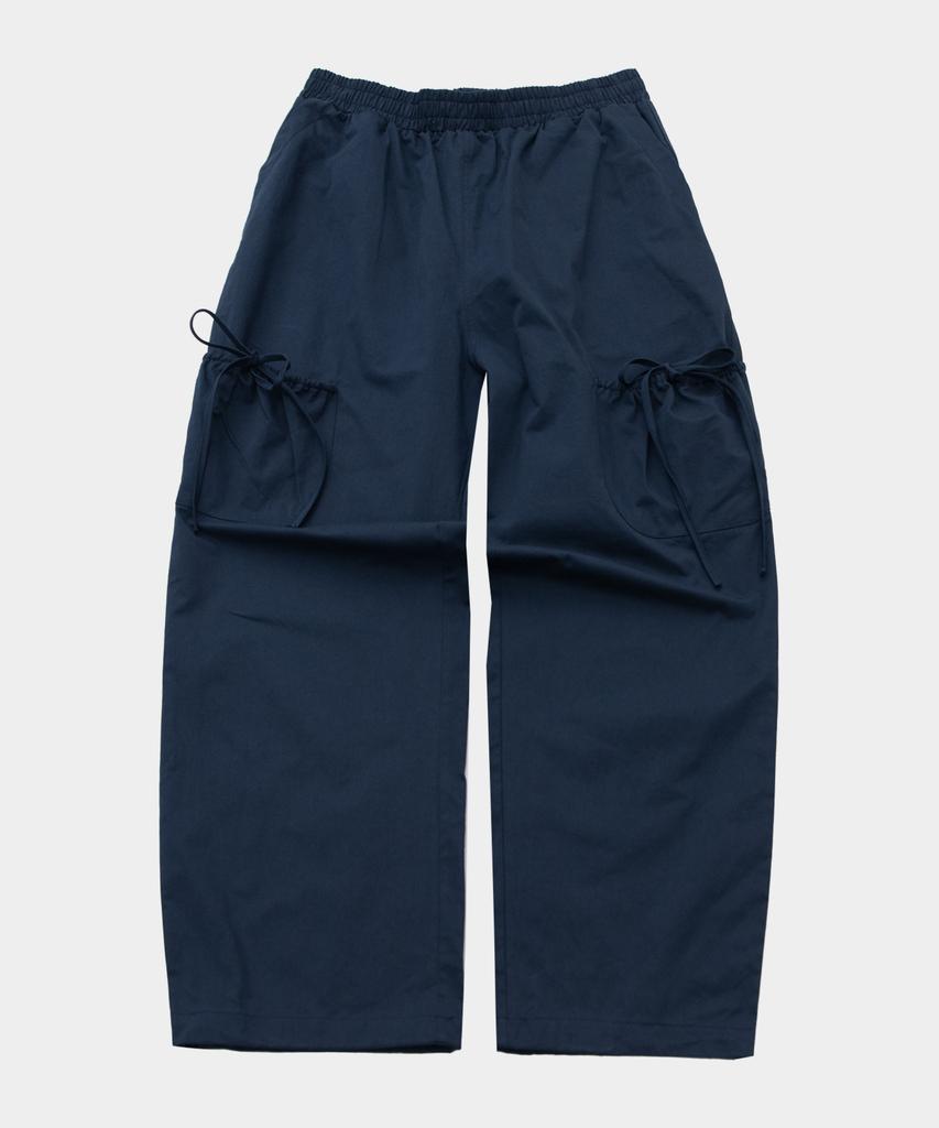 SOME PLACE Shirred Multi-Big Pocket Strap Detail Wide Cargo Cotton Pants_3 Colors
