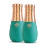 Pure Copper Bedroom Bottle, Vase Design Half Green Silk Half Hammered Finish, Drinkware & Storage Purpose - Volume 1.42 Litre (Pack of 2)