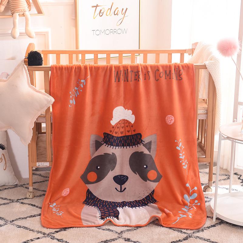 Cartoon Style Flannel Fleece Children's Blanket - Single Layer, All-Season, Small Nap Blanket with Edging