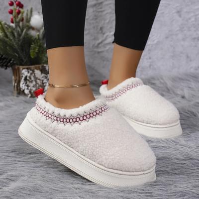 Women Warm Fur Ankle Boots Female Platform Slippers Plush Flip Flops Winter Cotton Shoes for Woman Brand Design Snow Botas New