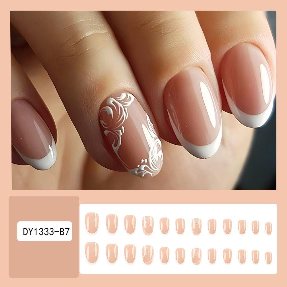 French False Nails Love Heart Tulip Nail Tips New Press On Nails DIY