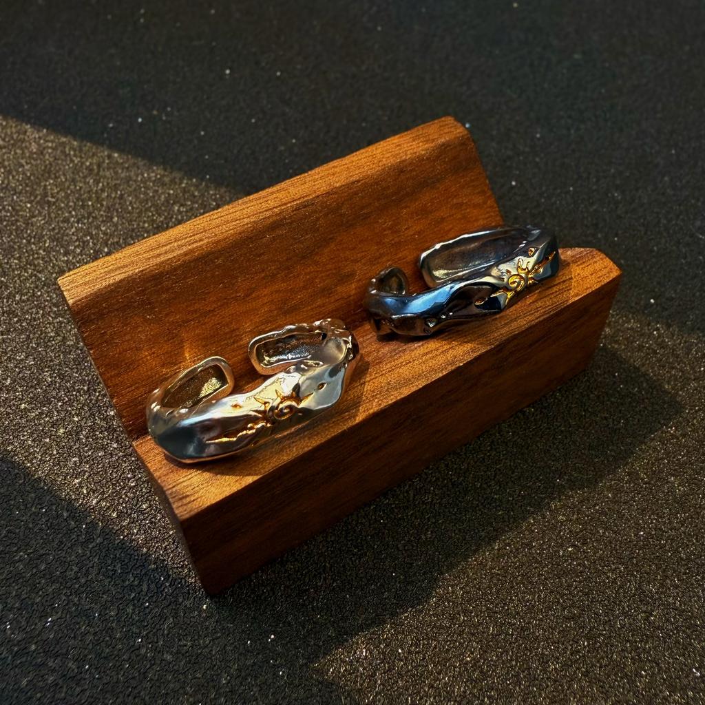 Retro Sun Rune Totem Adjustable Open Ring For Men Punk Gothic Edgy Copper Zircon Unisex Elegant Vintage Accessories Trendy Gift