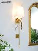 Large Retro Copper Ribbon Wall Light for Living Room Princess Bow Light Big Black/Biege Fabric Lampshade LED Wall Fixtures