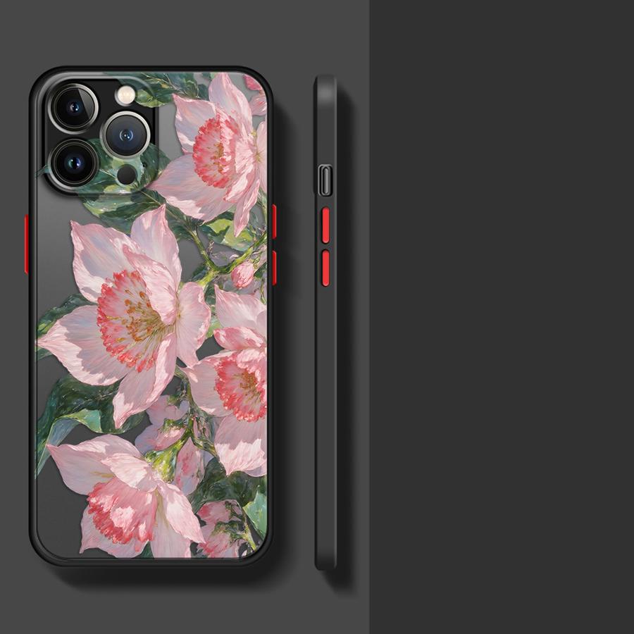 Funda Back Phone Cover Case for iPhone 17 Pro Max 7 8 SE Air 16 Plus XS XR 13 Mini 15 11 14 12 Creative Flower Art