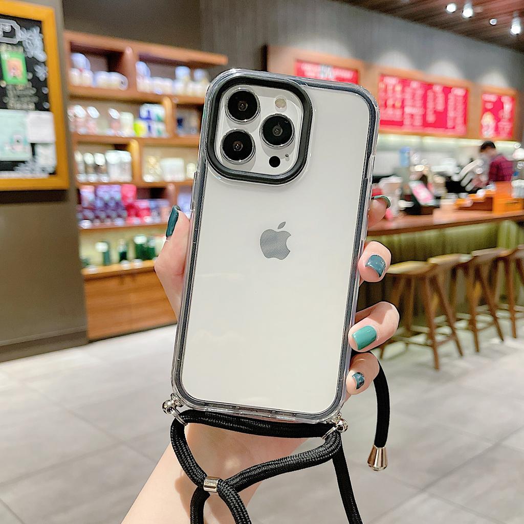 Applicable To the New Apple 14PROMAX Mobile Phone Case iPhone13 Mobile Phone Case Apple 14 Three-in-one Transparent Lanyard