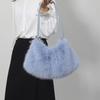 Winter Simple Faux Fur Shoulder Bags for Women Solid Color Ladies Soft Plush Handbags Large Capacity Female Tote Bag with Zipper