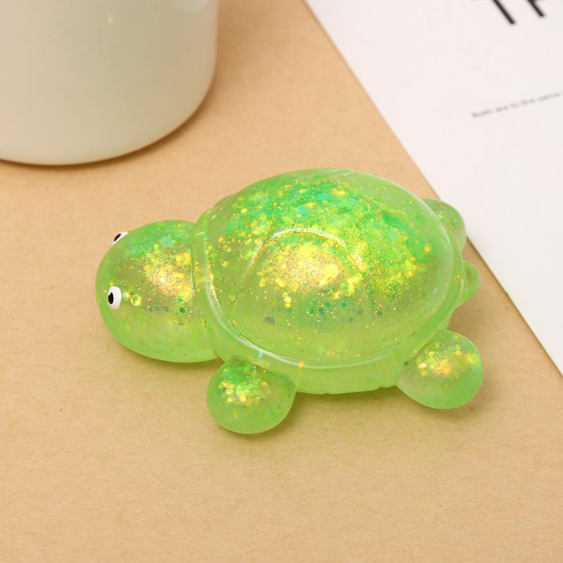 Adult Anti-stress Soft TPR Slow Rebound Sequins Maltose Pinch Toy Stress Relief Elastic Squeezing Colored Turtle Decompression