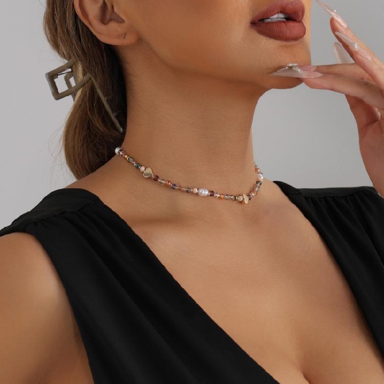 Unique Love Inspired Resin Bead Necklace Bright And Soft Tone For Stylish Layering Looks