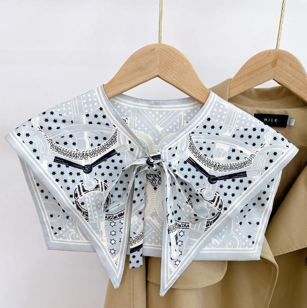 New Design Floral Shawl Fake Collar Women Detachable Collars Big Lapel False Collar Shoulder Wrap Scarf Clothing Accessories