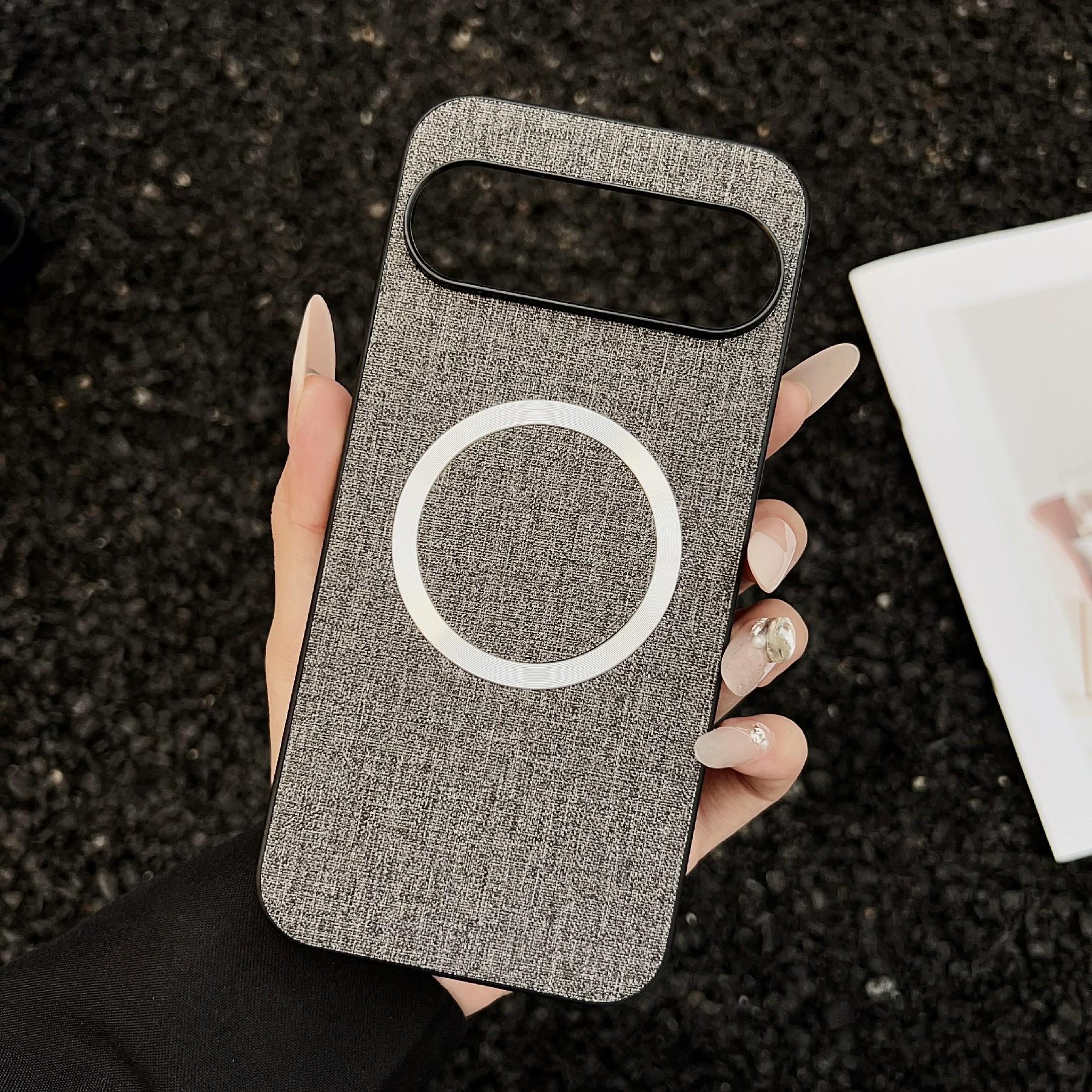 

Для Google Pixel 10 Pro/Pixel 10 Чехол Противоударный ТПУ+Тканевая задняя крышка телефона Совместим с MagSafe Grey