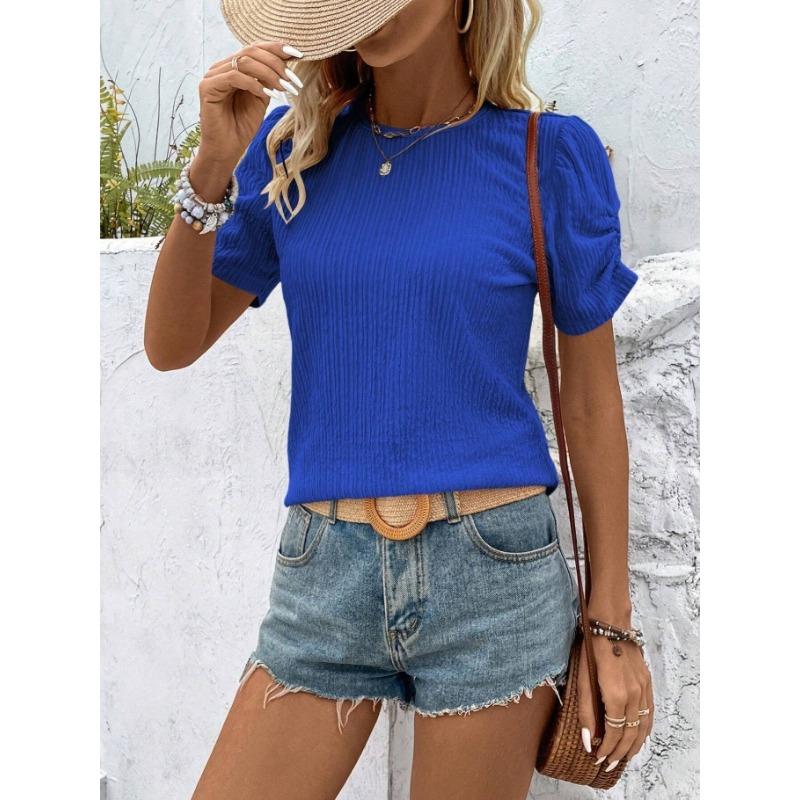 Summer Women's New Round Neck Fashion Short Sleeved Top