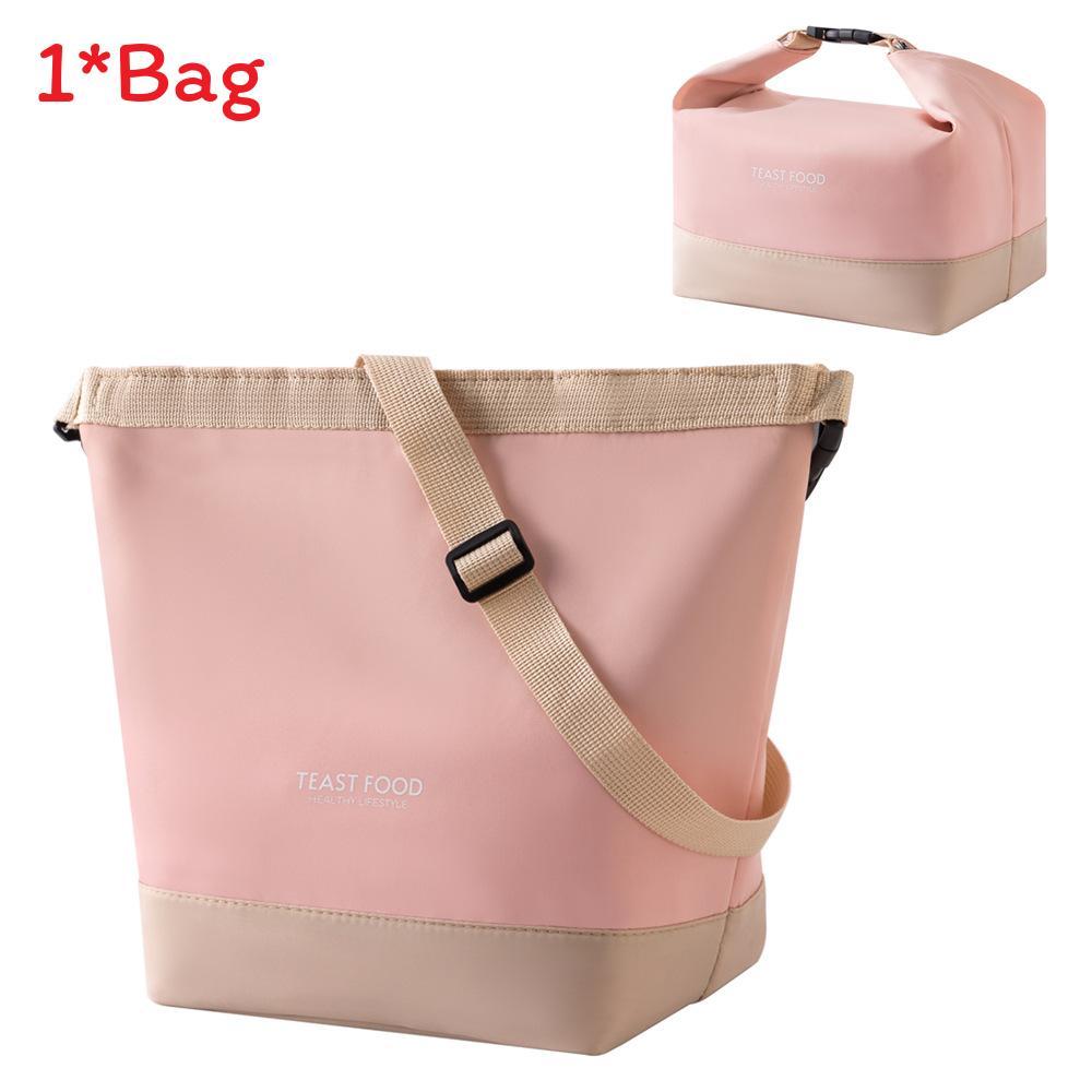 Oxford Cloth Lunch Bag With Shoulder Strap For Travel And Outdoor Picnic Use розовый