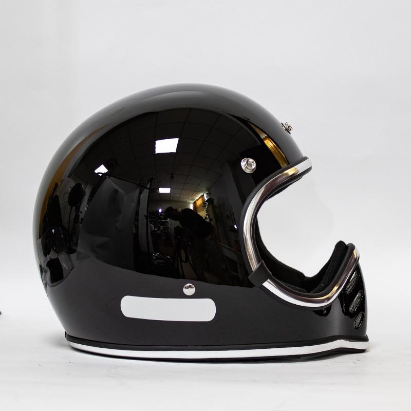 Vintage Japanese Style Full Face Motorcycle Helmet Fiberglass Cruiser Scooter Adult