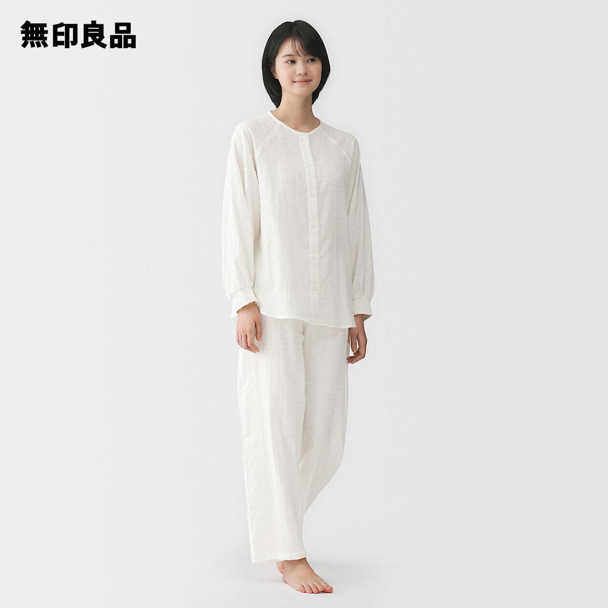 Double Gauze Dot Dobby Long Sleeve PajamasMuji Official