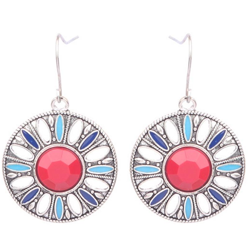 Vintage Ethnic Enamel Drop Oil Round Water Drop Earrings for Women Boho Multilcolor Beads Dangle Earring Female Pendiente Mujer