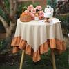 Farmhouse Ruffle Tablecloth Washable Cotton Round Tablecloths Rustic Circle Table Cover for Wedding Party Birthday Kitchen Decor
