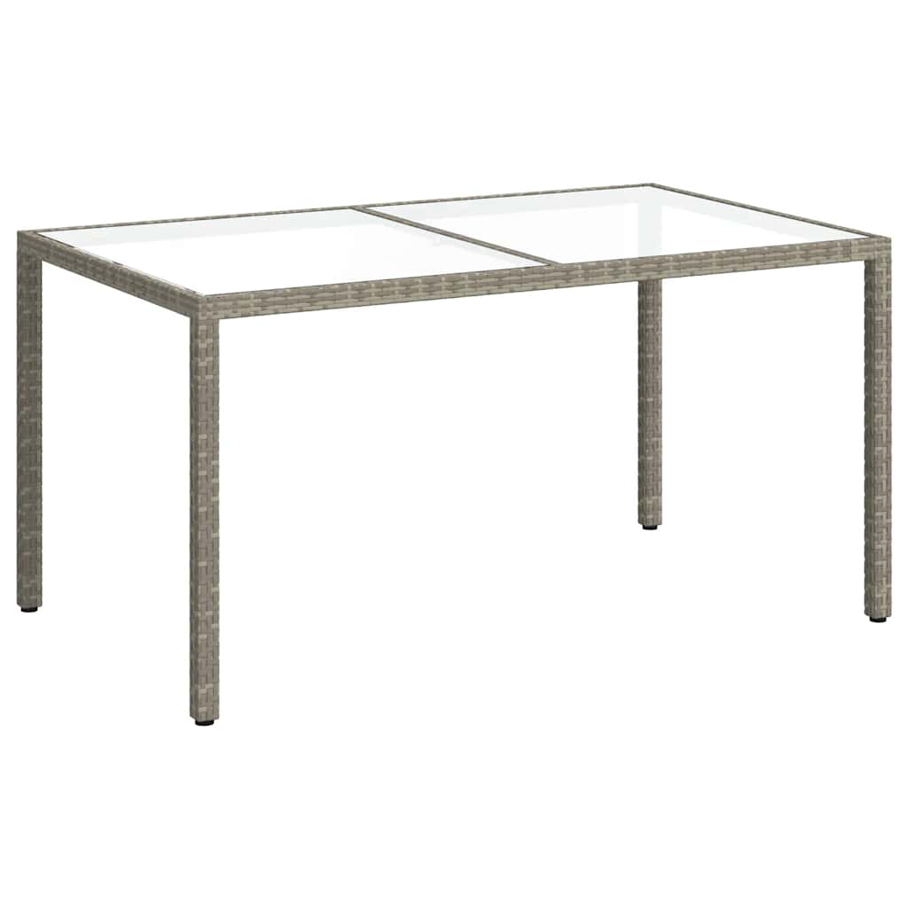 Vidaxl Stół Ogrodowy, 150X90X75 Cm, Szkło Hartowane I Rattan Pe, Szary