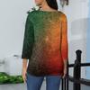 Women's Fashion Casual Round Neck 3/4 Sleeve Loose Printed T-Shirt Ladies Top