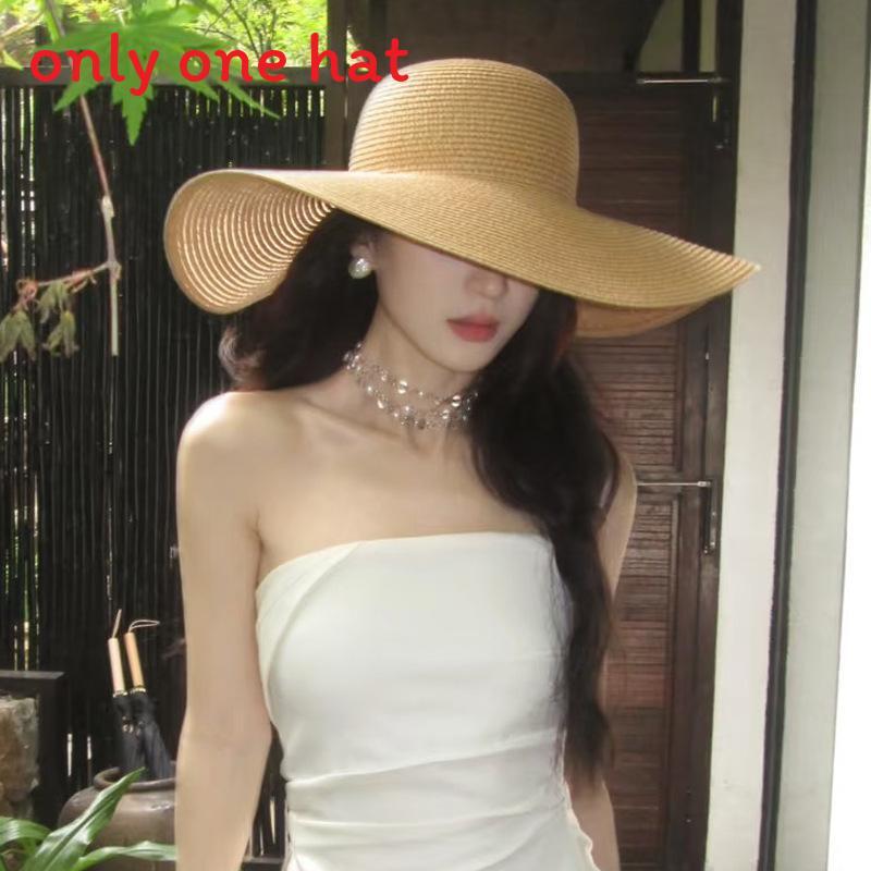 

French Helen Style Woven Wide Brim Straw Hat For Beach Summer Sun Protection хаки