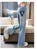 Bestickte Wide-Leg Jeans für Mädchen für Frühling & Herbst - Gerader & Lockerer Schnitt für Kleine & Ältere Mädchen