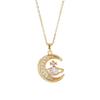 Titanium Steel Moon Planet Necklace Female Premium Design Personalized Versatile Zircon Pendant Necklace