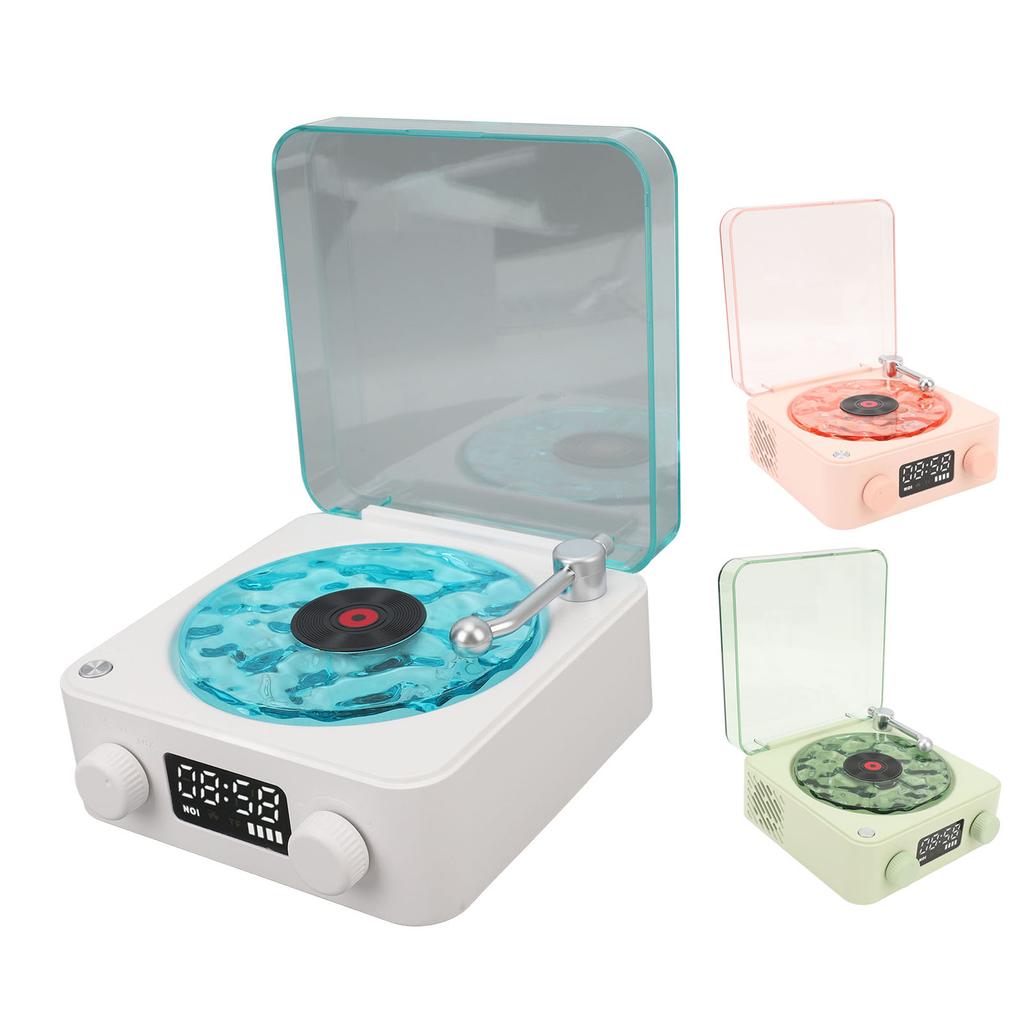 Vintage Record Player Bluetooth Speaker 4 Modes Portable Wireless Turntable Stereo Speaker with Cloc