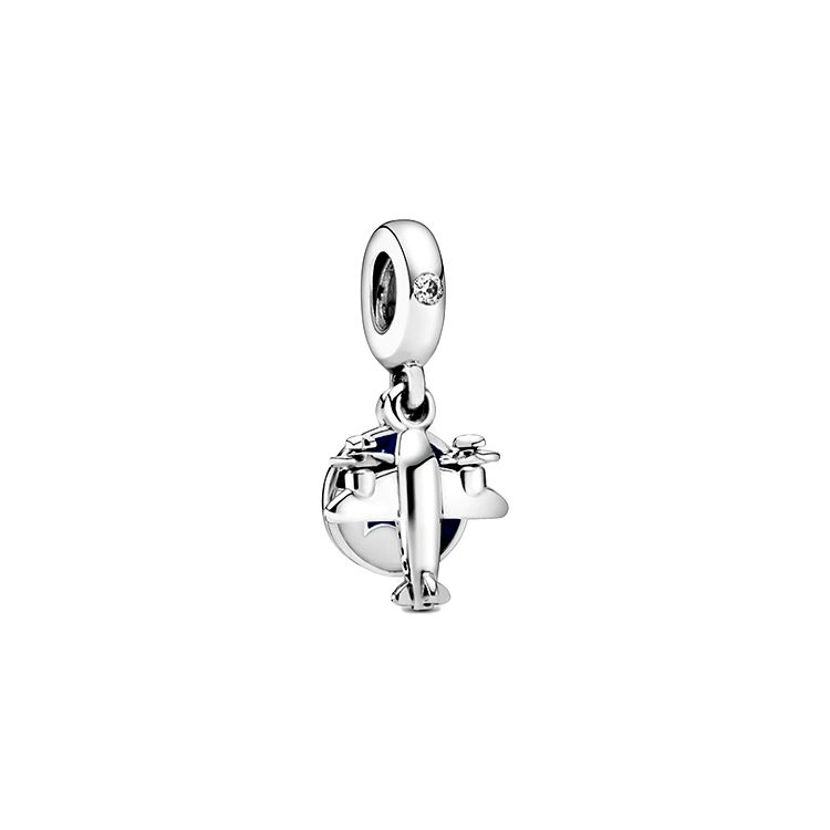 Pandora Propeller Airplane Charm Pendant Women jewelry Blue 798027CZ