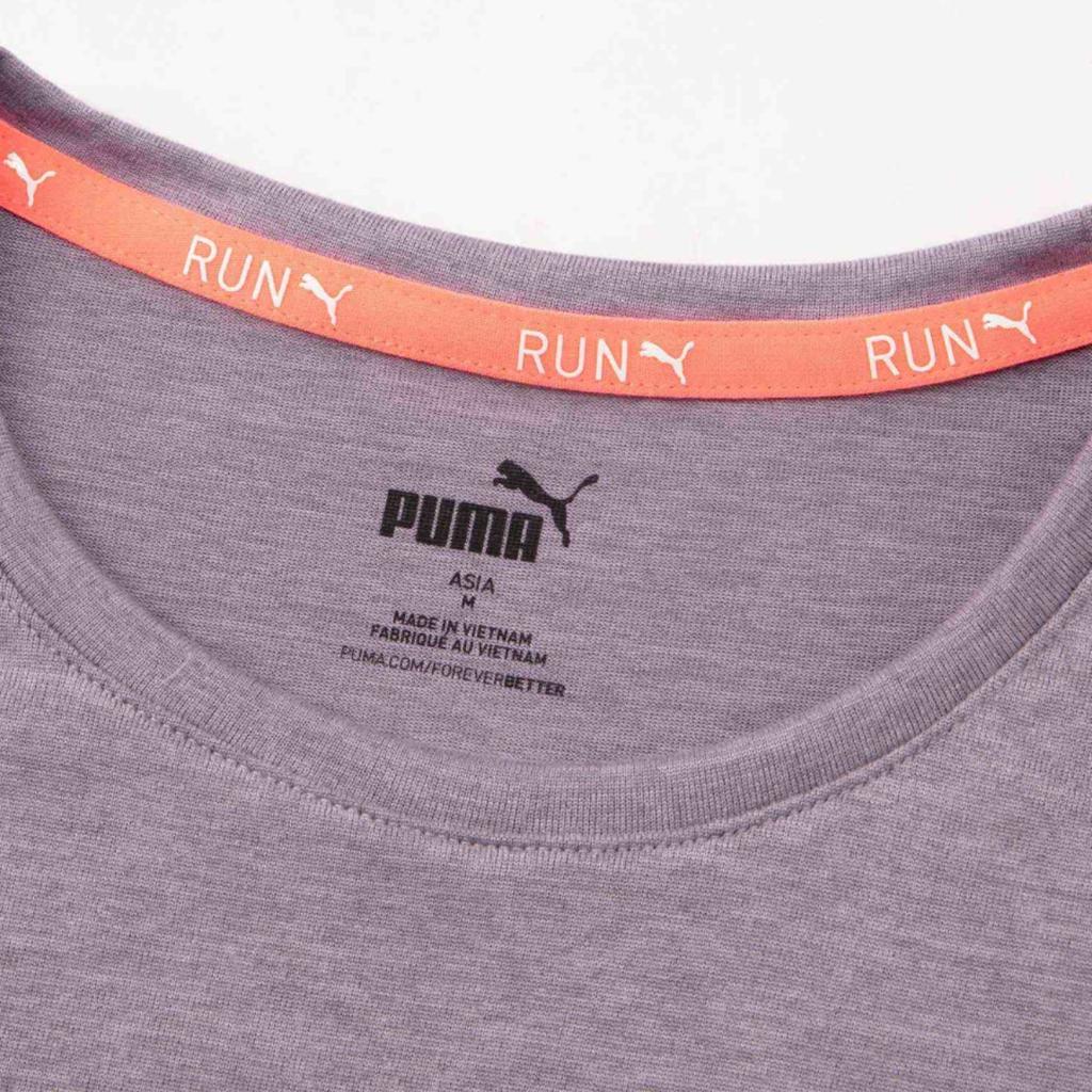Puma Run Favorite Heather Solid Logo Sports Short Sleeve T-Shirt Women T-Shirt Light-Purple 523693-30