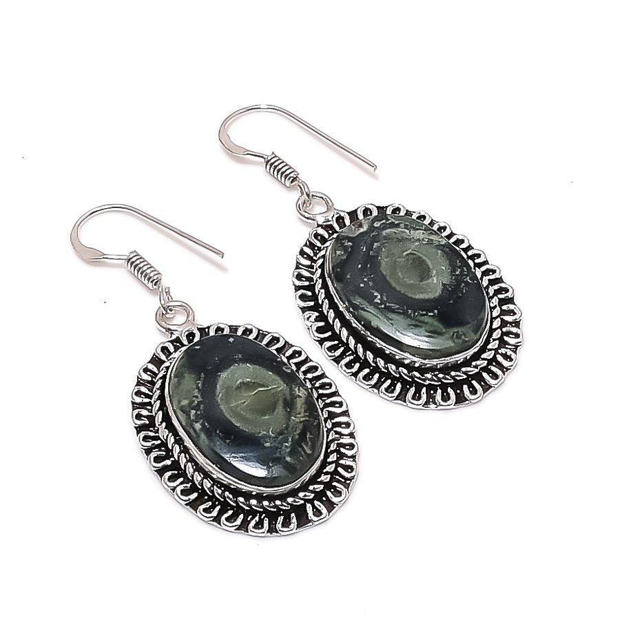 Натуральный камень яшма Камбаба Серьги из стерлингового серебра 925 пробы 1,85  AE-11961