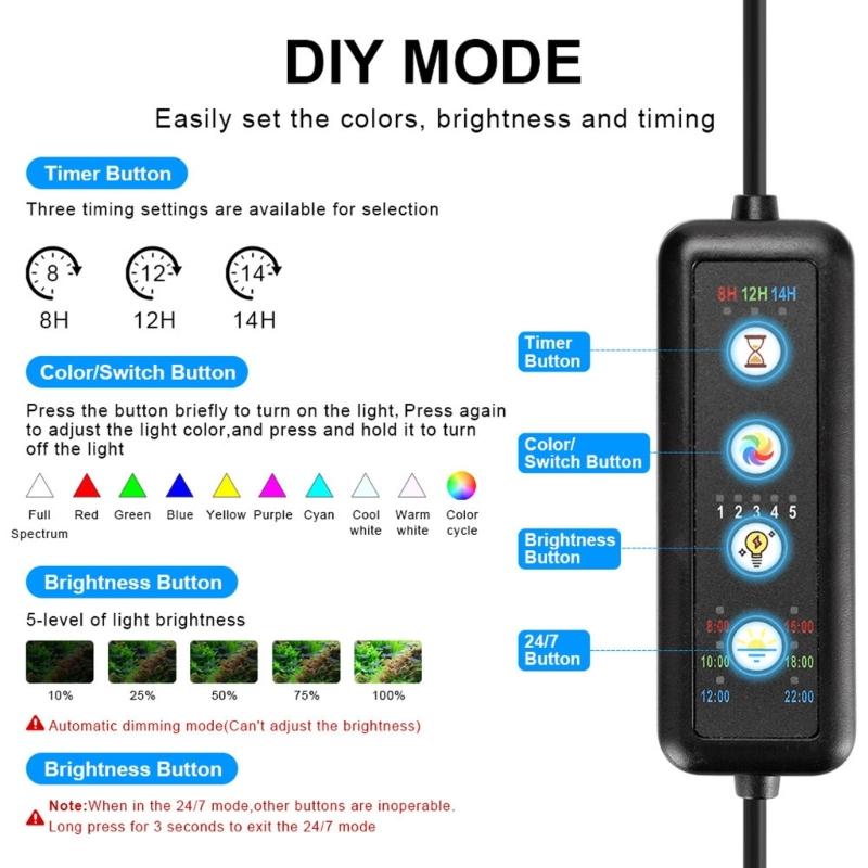 High Efficiency LED Full Spectrum Aquariums Light Clipon Lamp For Fishtanks Condition Enhancement Landscape Accessory