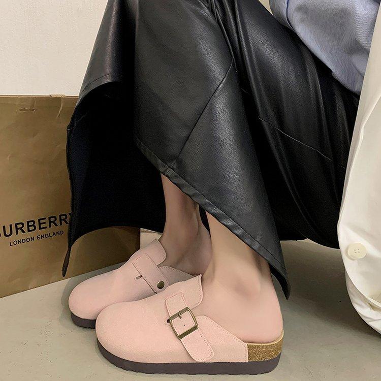 thick-soled fishing shoes, half-towed autumn models, one pedal, soft-soled non-slip retro women's shoes, bag head towing, trendy outside