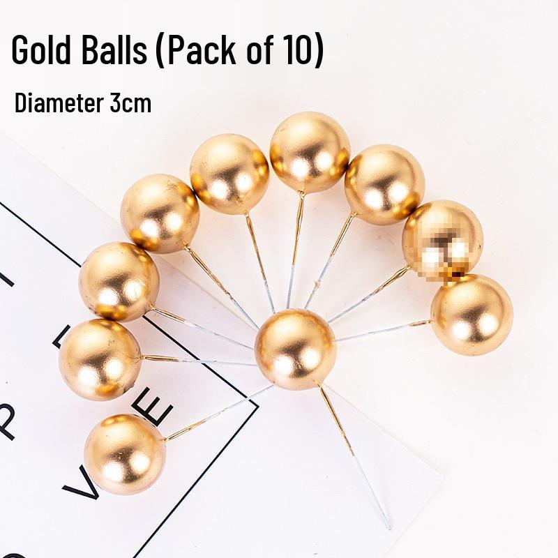 100pcs Cake Toppers: Gold, Silver, and Colorful Balls for Birthday Party Decorations