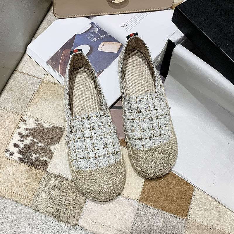 Fisherman shoes women's spring and autumn 2025 new soft flat bottom small fragrant woolen woolen casual weaving lazy one pedal loafers