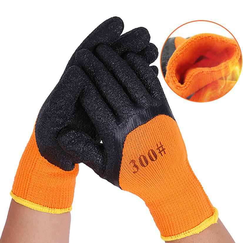 Fleece-Lined Waterproof Winter Work Gloves - Rubberized, Wear-Resistant, Men’s Labor Protection.