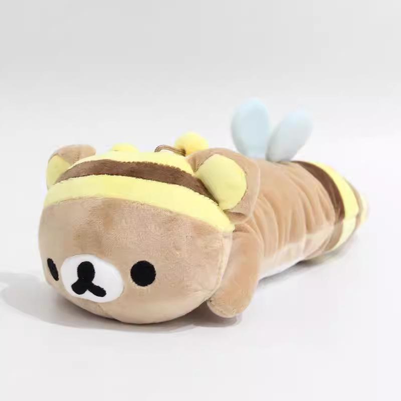Cute Rilakkuma Honeybee Plush Pencil Pouch Kawaii Bear Stuffed Stationery Bag Soft Pencil Case Birthday Gifts.