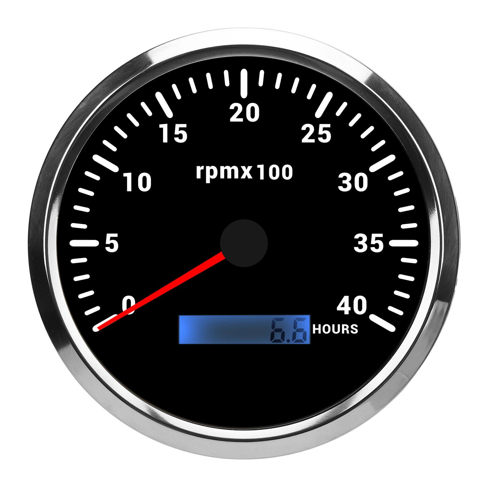 Vestidos Unisex 110Mm 4 3 8In Tachometer 7 Color Backlight 4000Rpm Gauge With Hour Meter For Truck Tractor Trailer Car Rv Boat Dc 9 To