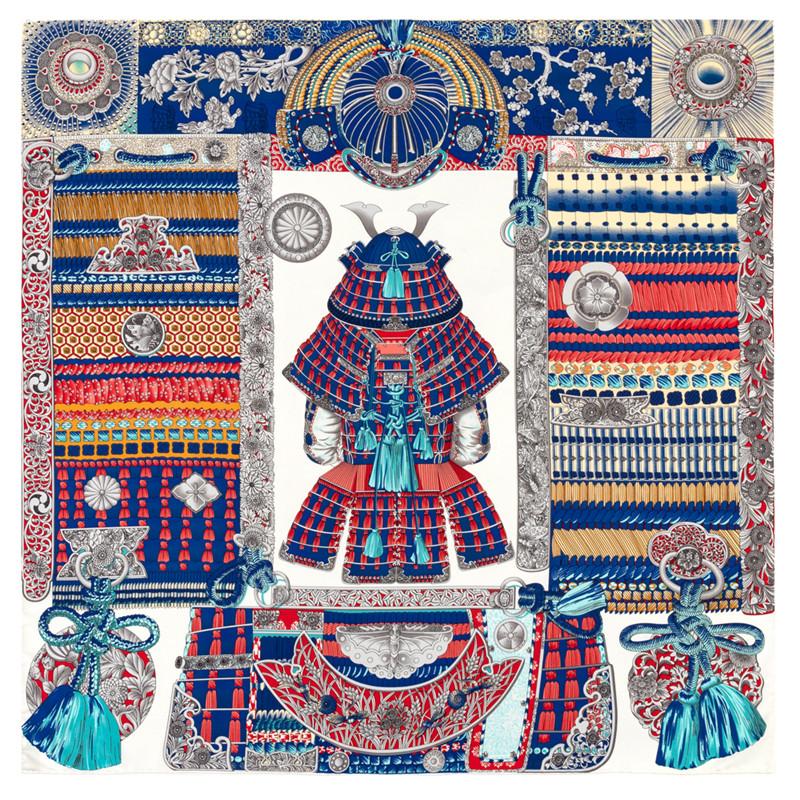 POBING Manual Hand Rolled Twill Silk Scarf Women Indian Feather Square Scarves Echarpes Foulards Femme Wrap Bandana Hijab 90CM