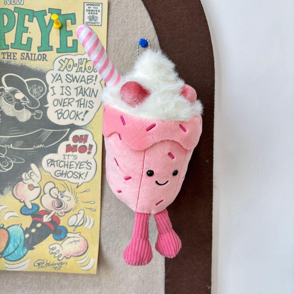 Strawberry Milkshake Plush Keychain Toy Gift