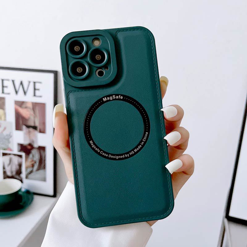 Luxury Magnetic Magsafe Wireless Charge Phone Case for iPhone 13 12 11 14 15 Pro Max 15 Plus Leather Silicone Shockproof Cover