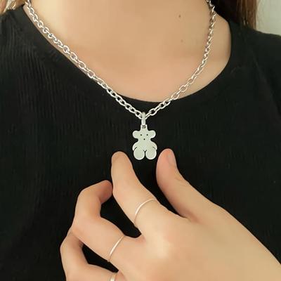 Women's Bear Pendant Thick Chain Surgical Steel Necklace