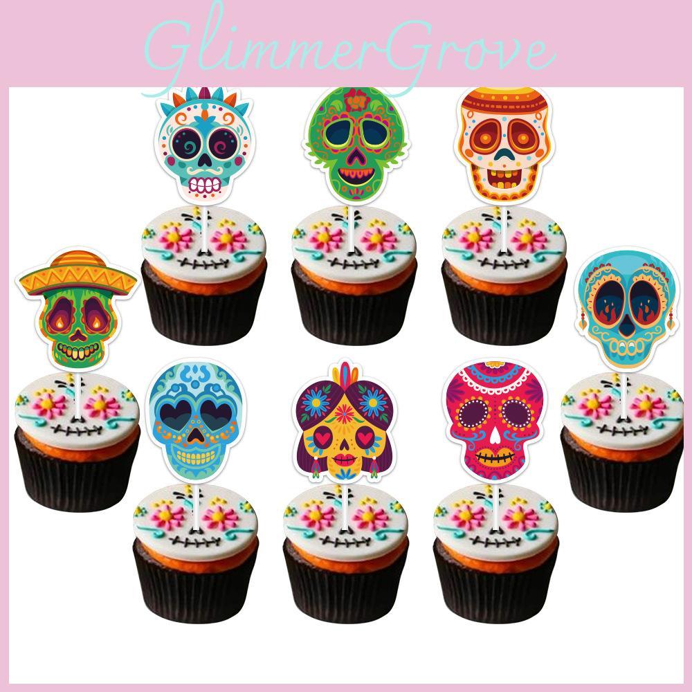 Skull Cake Flag Paper Party Decor For Halloween And Day Of The Dead Events
