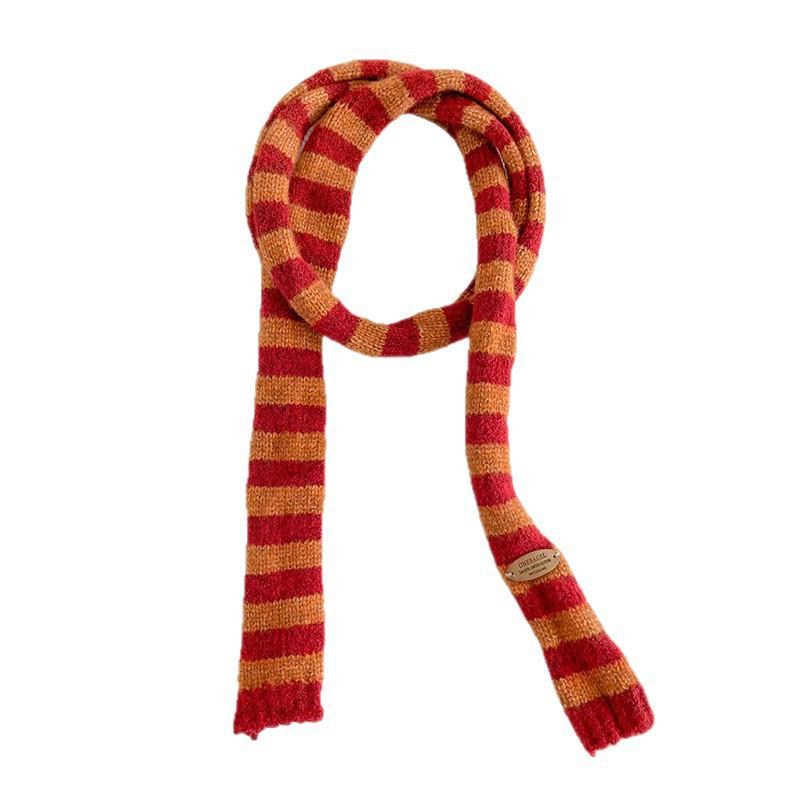 Handcrafted Knit Colorblock Scarf Unisex Japanese Minimalist Chic Wrap Warm Winter Accessory 170cm