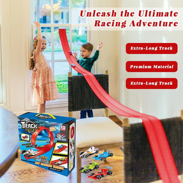 

13Ft Flexible Track Toy & Mini Car DIY Competitive Rail Vehicle Game Educational Gift for Children Christmas червоний